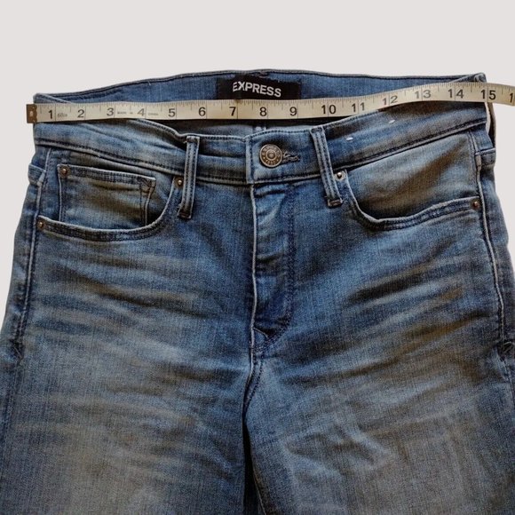 Express Leggings Womens 4 Cropped Mid Rise Stretch Denim Perfect - Picture 4 of 16